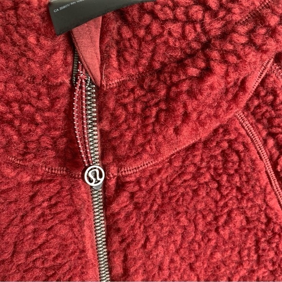 Lululemon Scuba wool Oversized Sherpa 1/2 Zip Savannah burgundy red size M/L - Picture 6 of 12